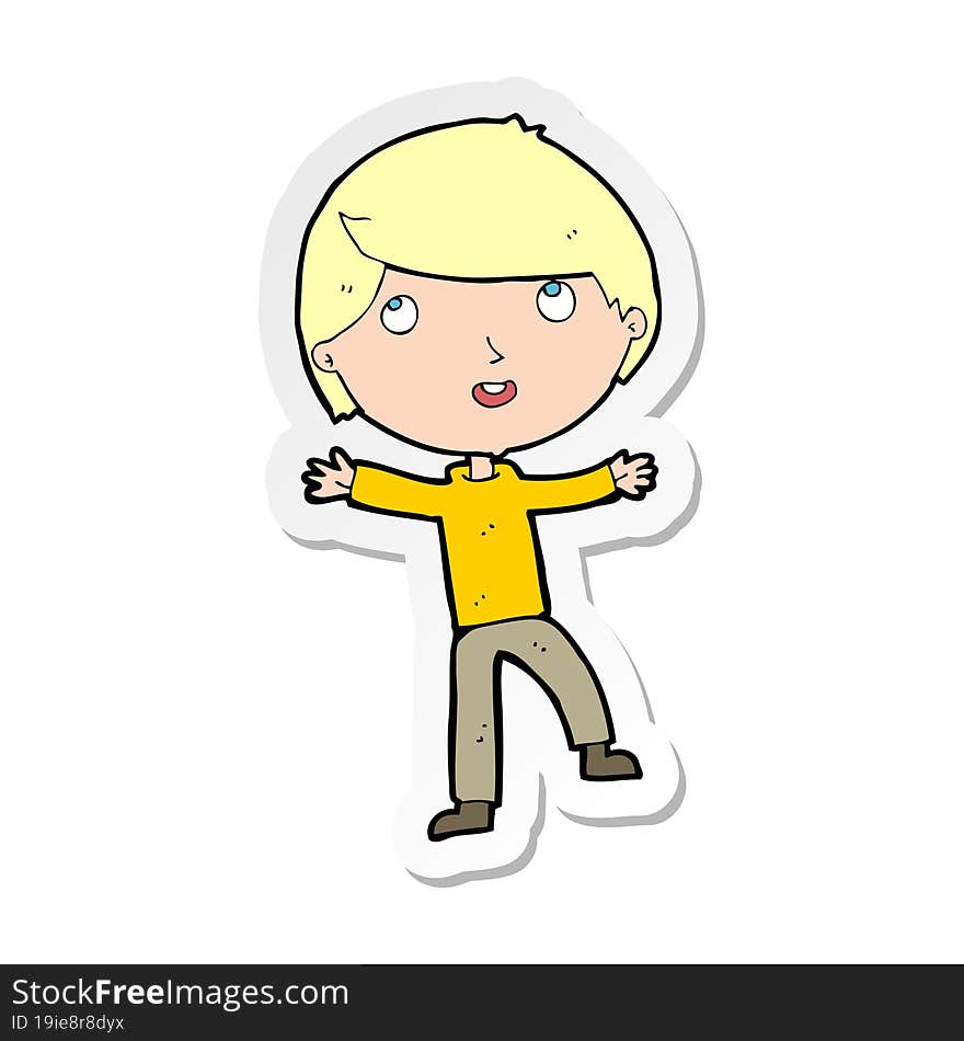 Sticker Of A Cartoon Happy Boy