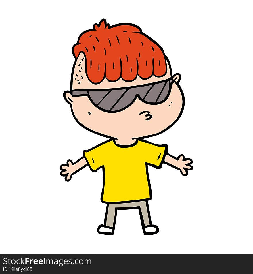 cartoon boy wearing sunglasses. cartoon boy wearing sunglasses