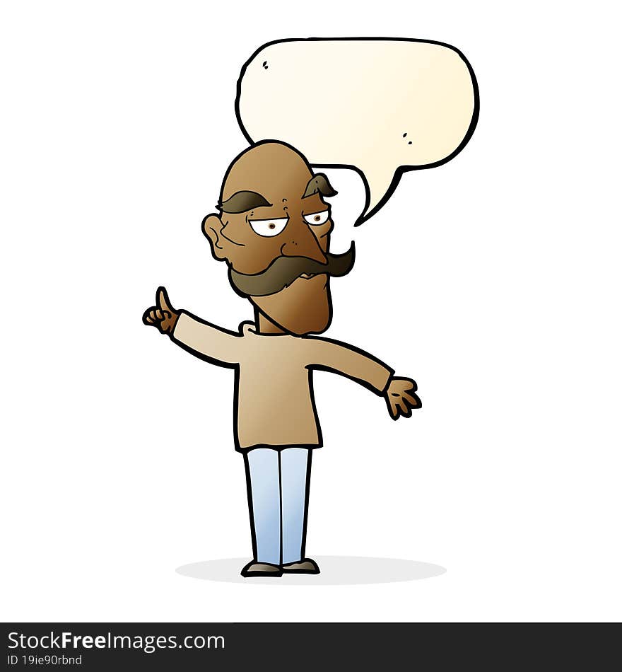 cartoon old man telling story with speech bubble