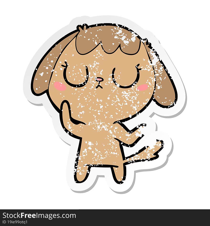 distressed sticker of a cute cartoon dog