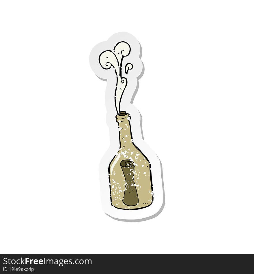 retro distressed sticker of a cartoon letter in a bottle