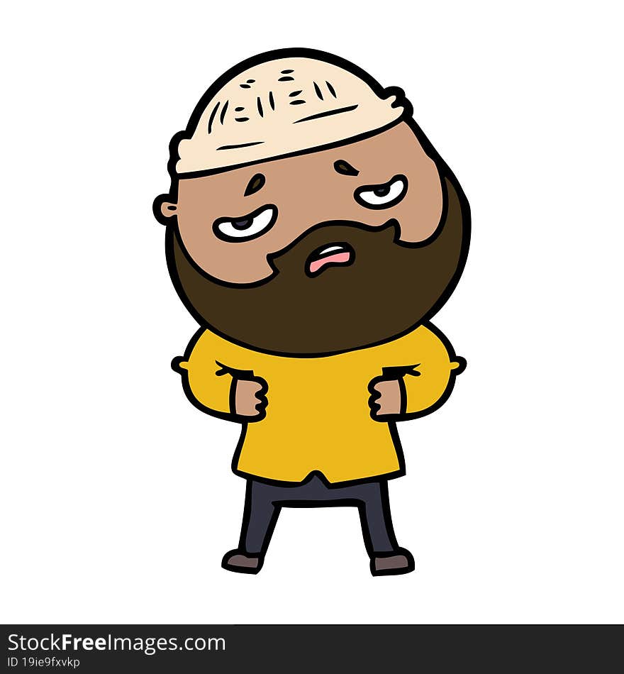 cartoon worried man with beard. cartoon worried man with beard