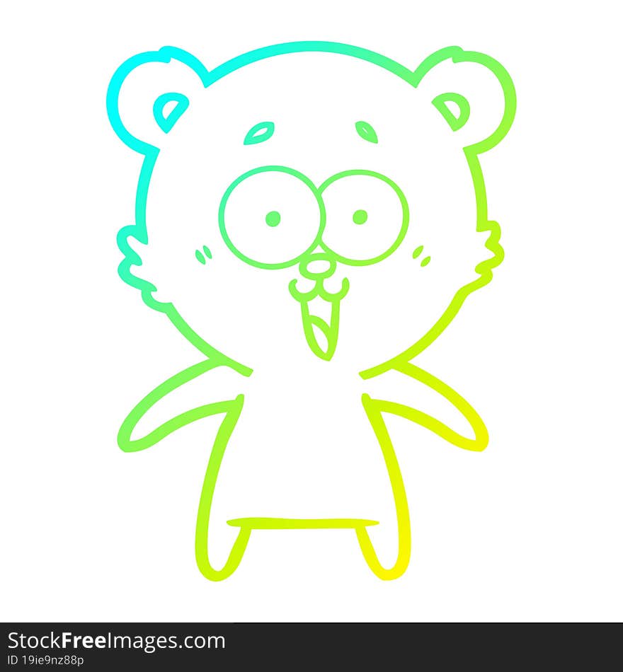 Cold Gradient Line Drawing Laughing Teddy  Bear Cartoon