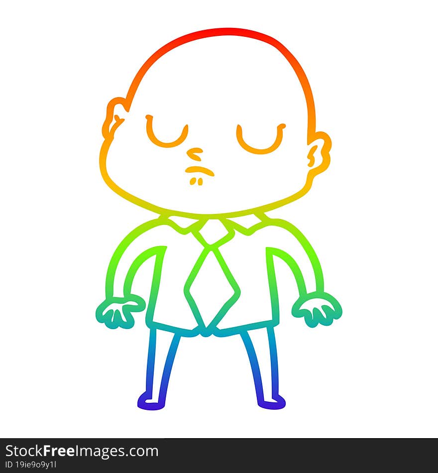 rainbow gradient line drawing cartoon bald man