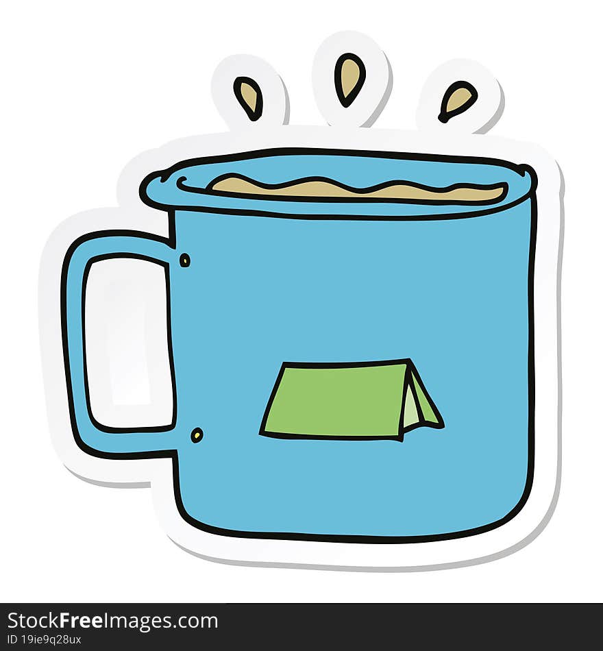 sticker of a cartoon camping mug