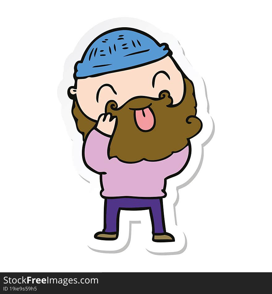 sticker of a man with beard sticking out tongue