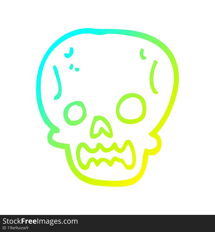 cold gradient line drawing cartoon halloween skull