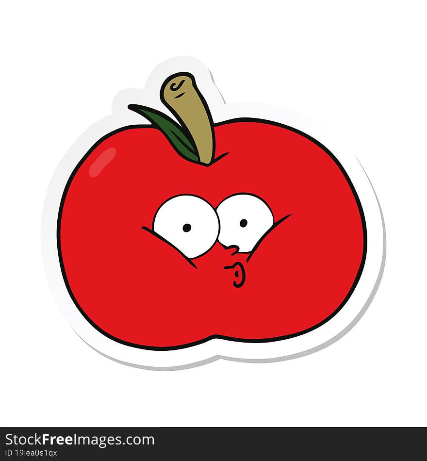 Sticker Of A Cartoon Apple