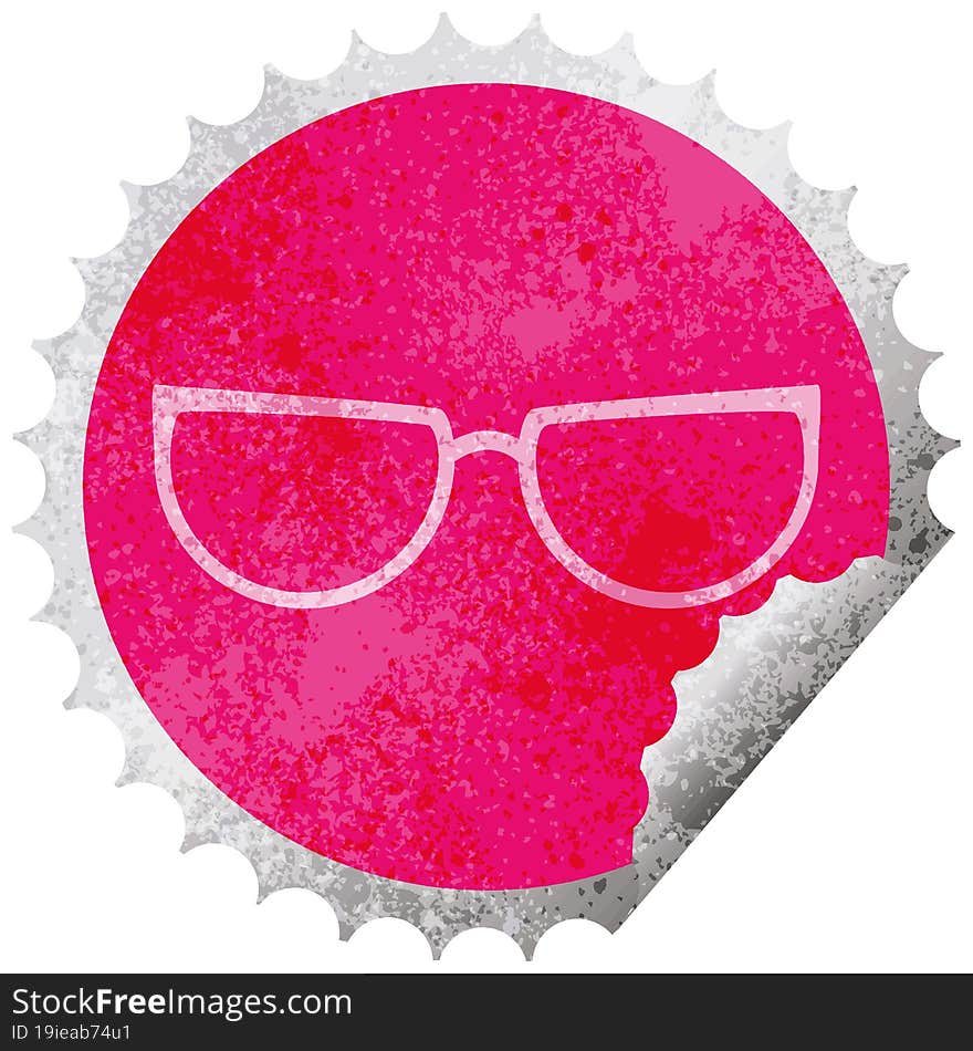 spectacles graphic vector circular peeling sticker. spectacles graphic vector circular peeling sticker