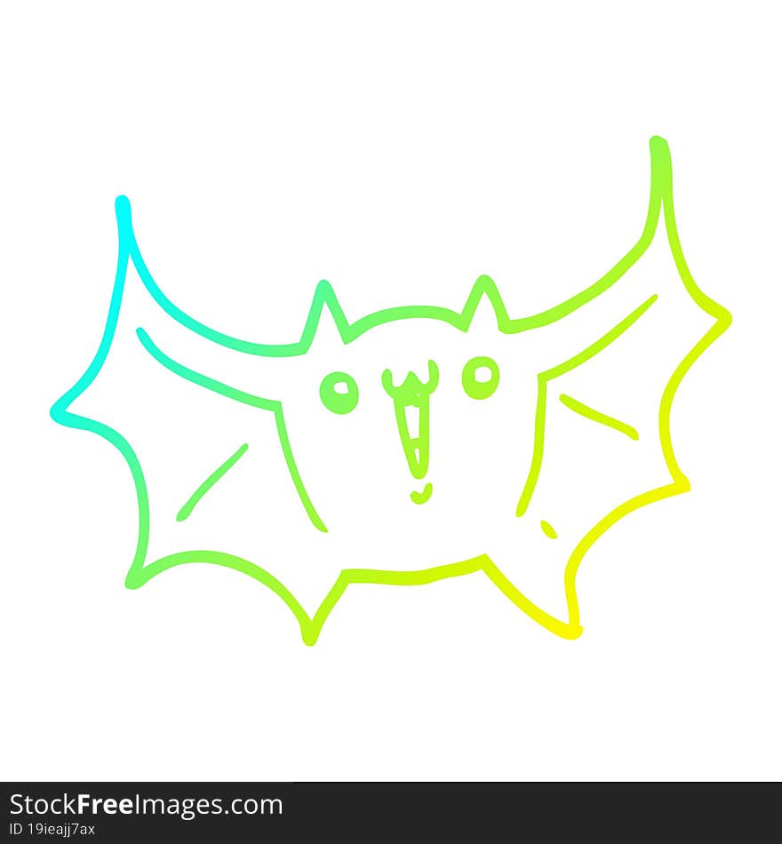 cold gradient line drawing cartoon happy vampire bat