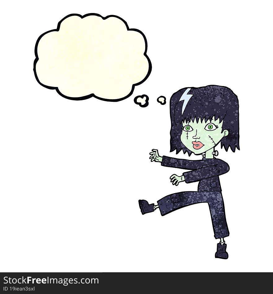 Cartoon Zombie Girl With Thought Bubble