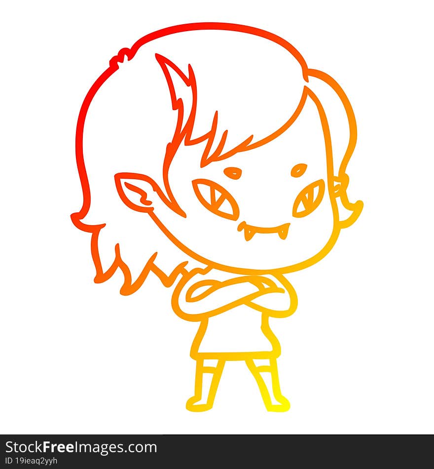 warm gradient line drawing cartoon friendly vampire girl