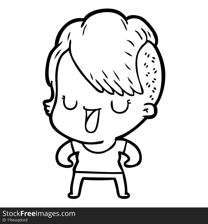 cute cartoon girl with hipster haircut. cute cartoon girl with hipster haircut