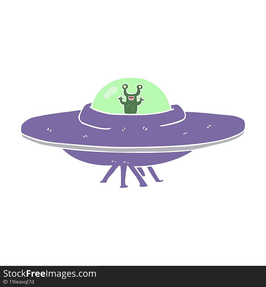 flat color illustration of alien spaceship. flat color illustration of alien spaceship