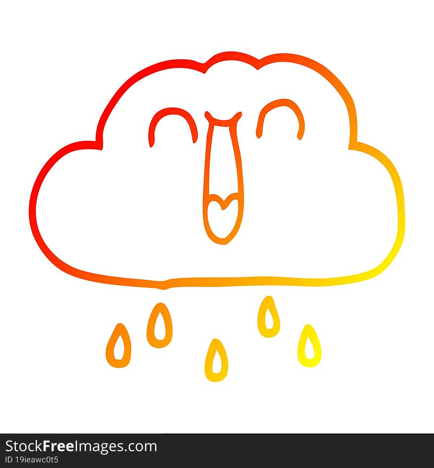 warm gradient line drawing happy cartoon rain cloud