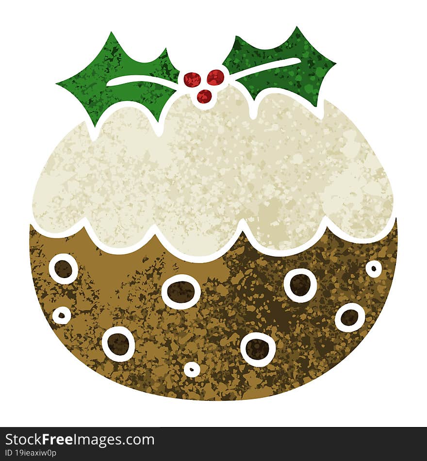 quirky retro illustration style cartoon christmas pudding