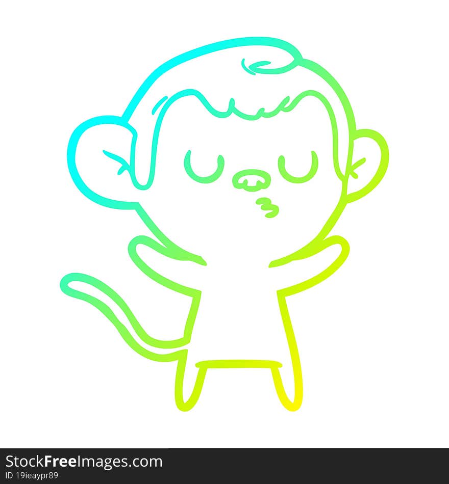 cold gradient line drawing cartoon monkey