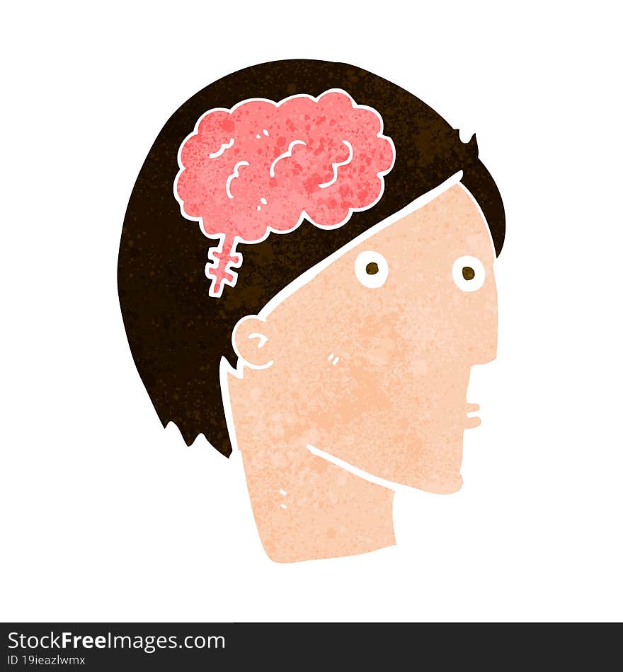 Cartoon Man With Brain Symbol