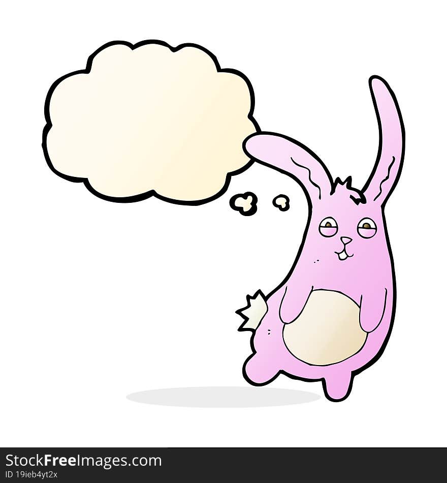 Funny Cartoon Rabbit With Thought Bubble