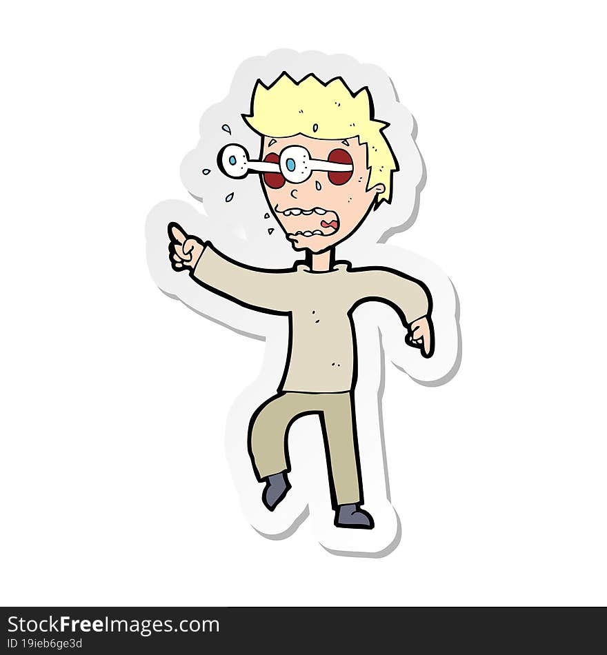 Sticker Of A Cartoon Man With Popping Out Eyes