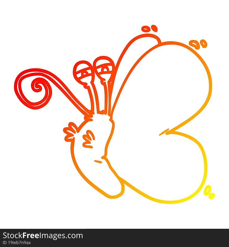 Warm Gradient Line Drawing Funny Cartoon Butterfly