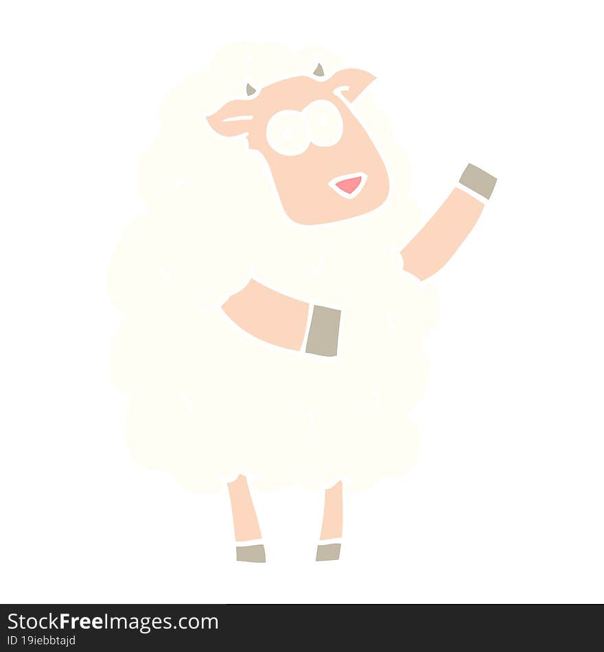 Flat Color Illustration Cartoon Sheep