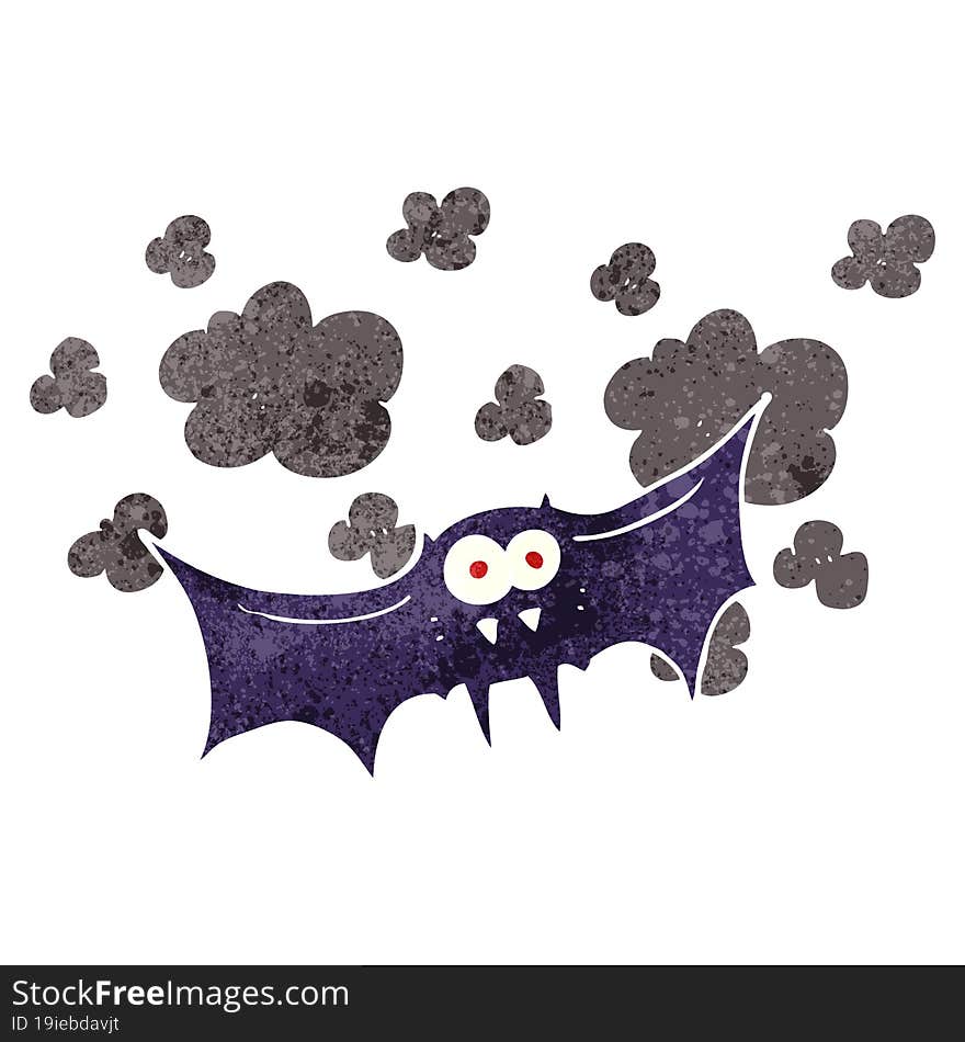 freehand retro cartoon vampire bat