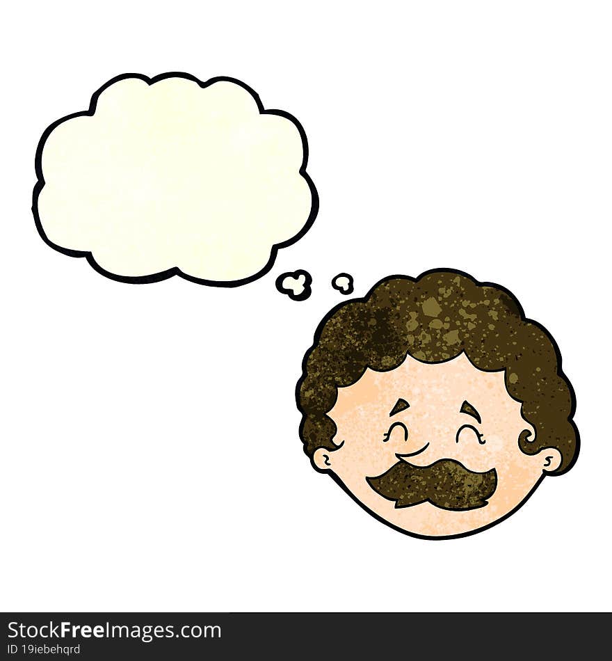 Cartoon Man With Mustache With Thought Bubble