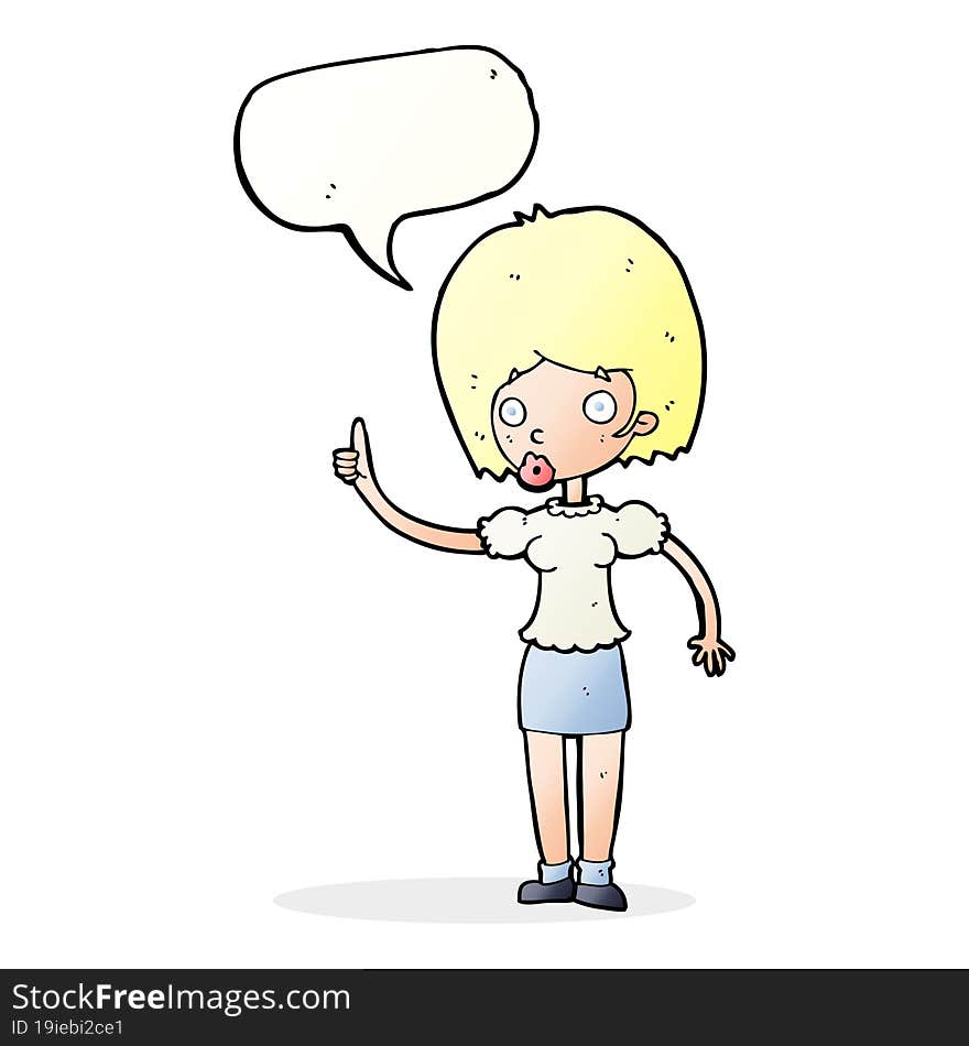 cartoon woman with idea with speech bubble