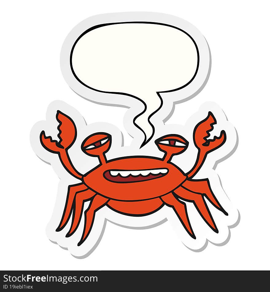 cartoon crab and speech bubble sticker