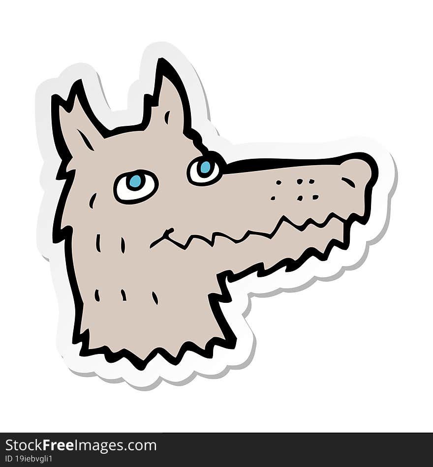 sticker of a cartoon wolf head