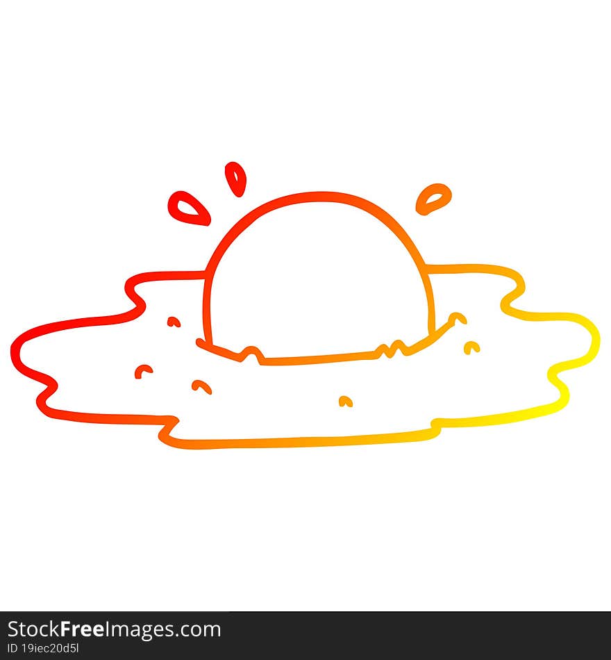 warm gradient line drawing of a cartoon fried egg