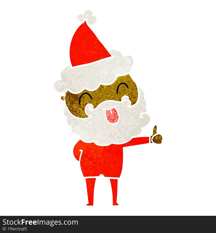 Man With Beard Sticking Out Tongue Wearing Santa Hat