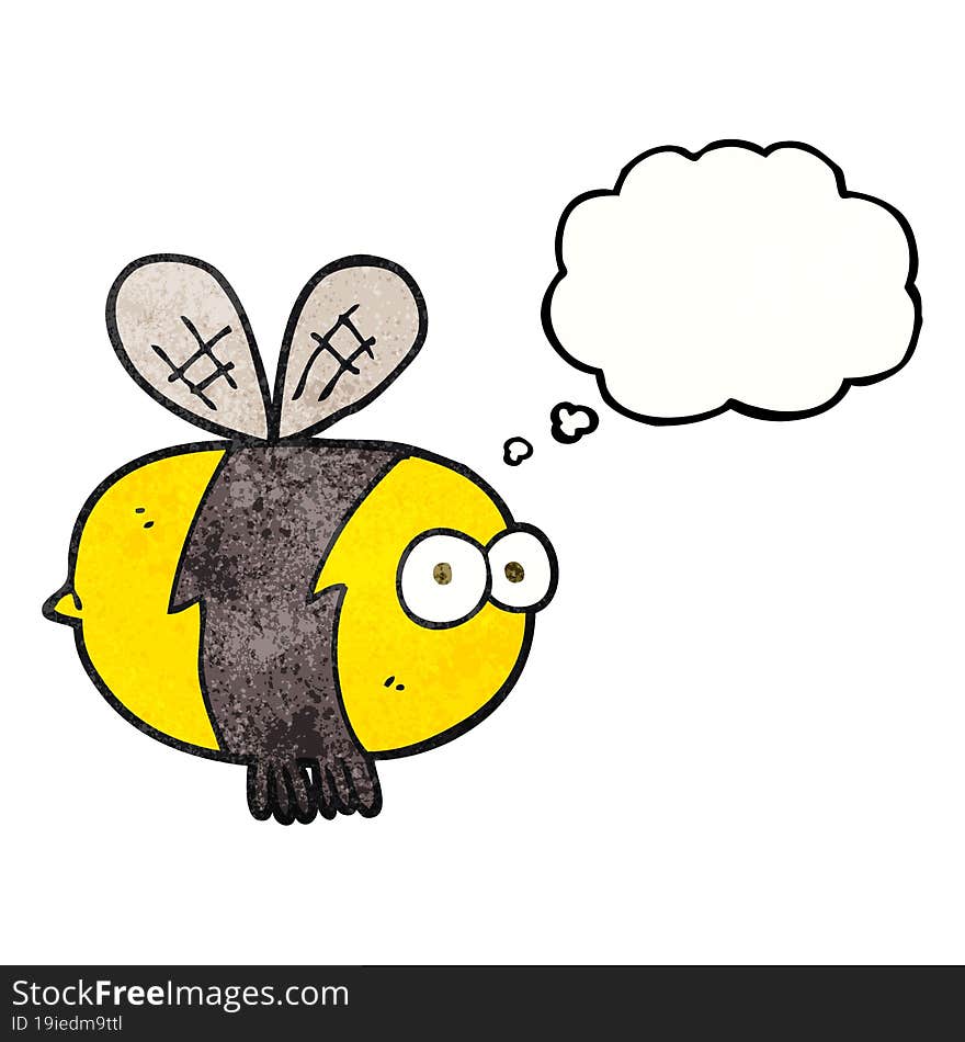 freehand drawn thought bubble textured cartoon bee