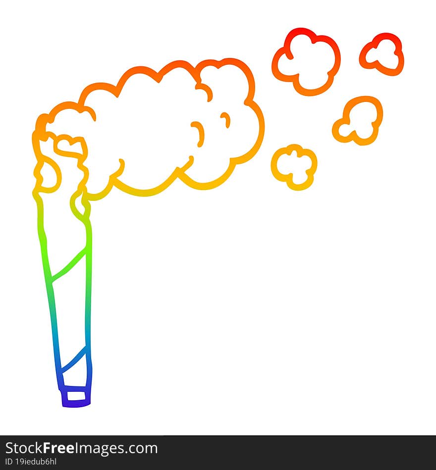 rainbow gradient line drawing cartoon cannabis cigarette