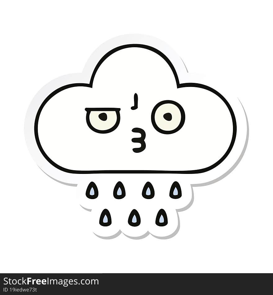 sticker of a cute cartoon rain cloud