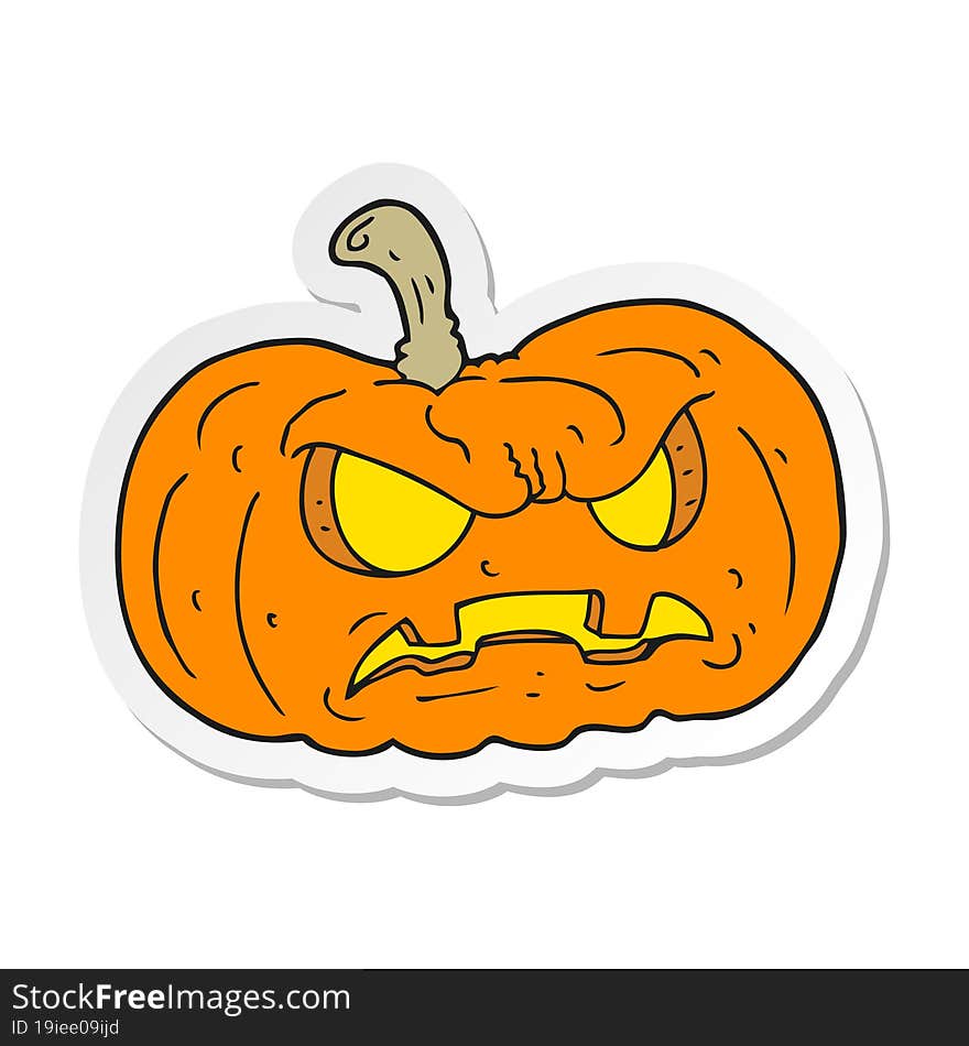 sticker of a cartoon halloween pumpkin