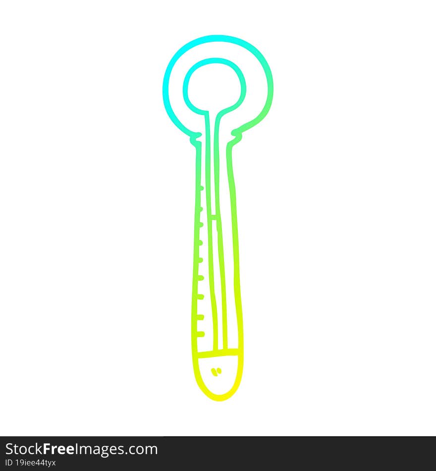 cold gradient line drawing of a cartoon hot thermometer