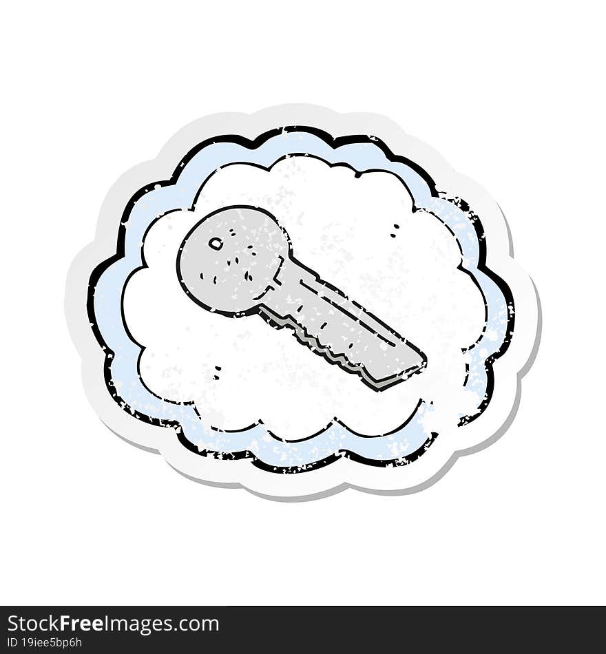 retro distressed sticker of a cartoon door key