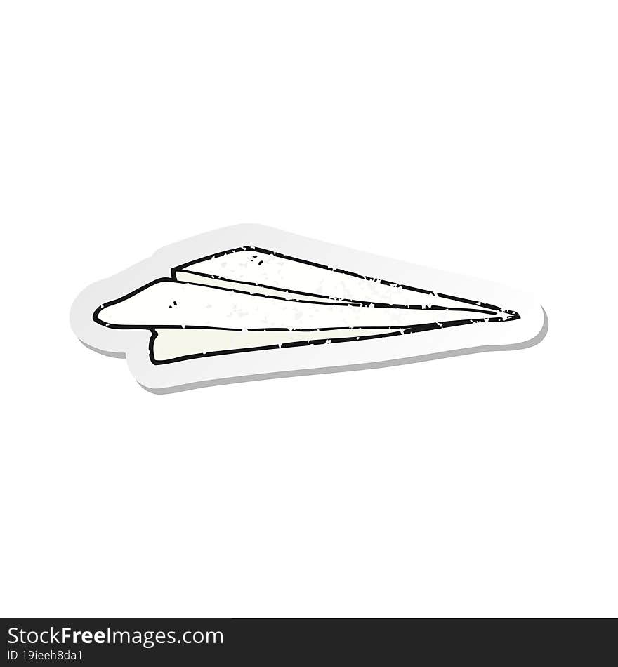 retro distressed sticker of a cartoon paper airplane