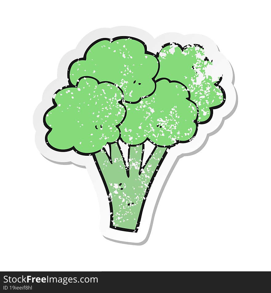 retro distressed sticker of a cartoon broccoli