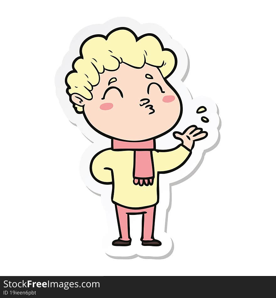 sticker of a cartoon man pouting