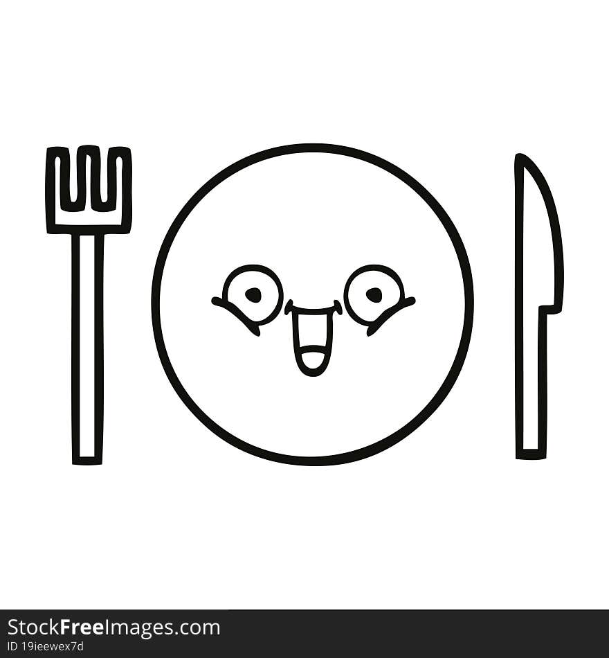 line drawing cartoon dinner plate