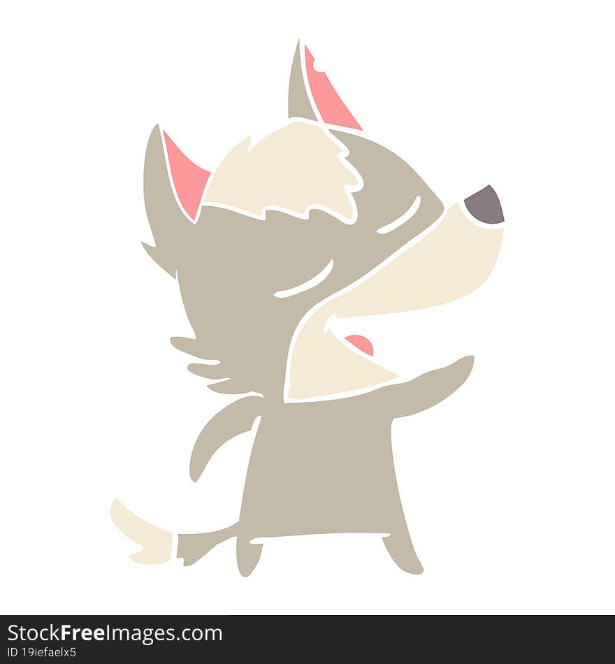 flat color style cartoon wolf laughing