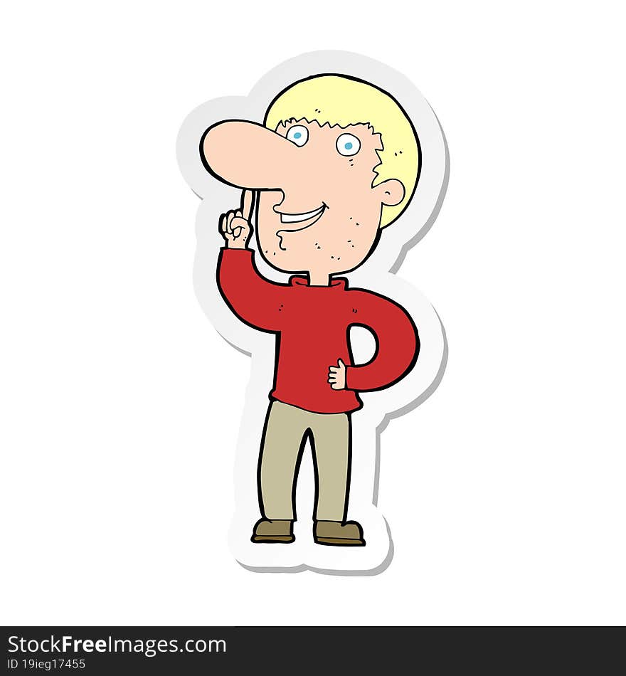 sticker of a cartoon man with idea