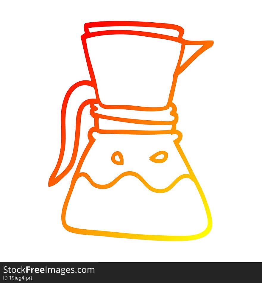 warm gradient line drawing of a cartoon filter coffee