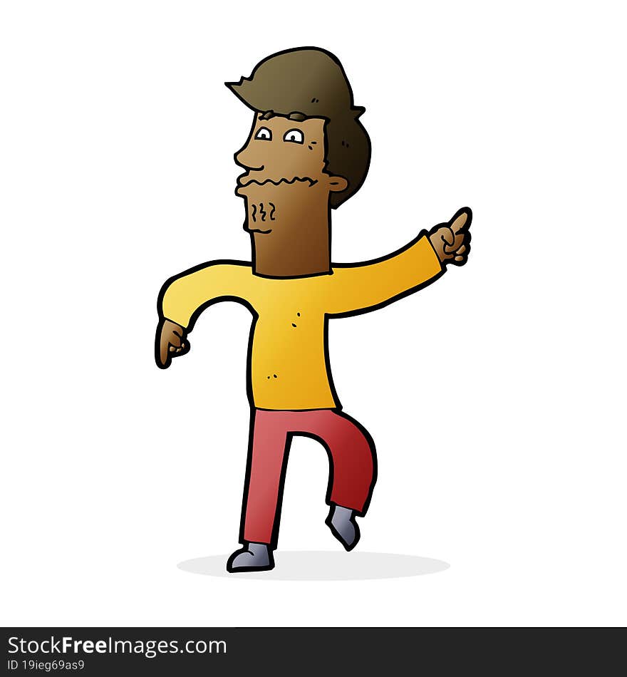 Cartoon Worried Man Pointing