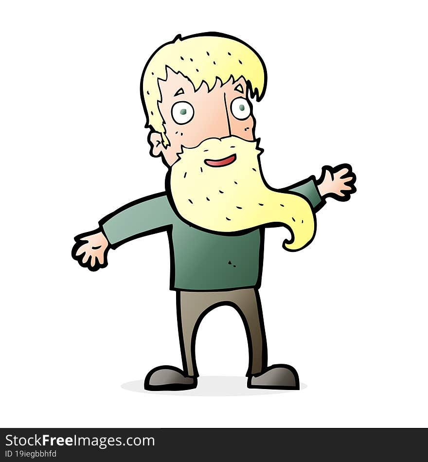 cartoon man with beard waving