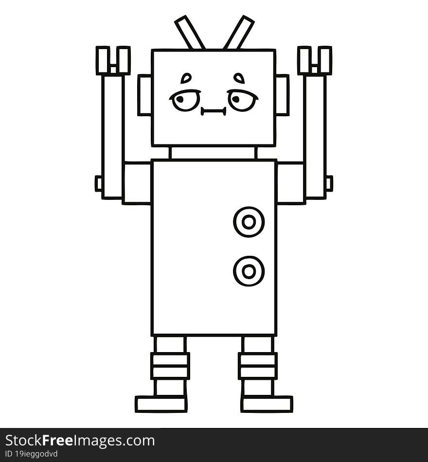 line drawing cartoon of a robot. line drawing cartoon of a robot