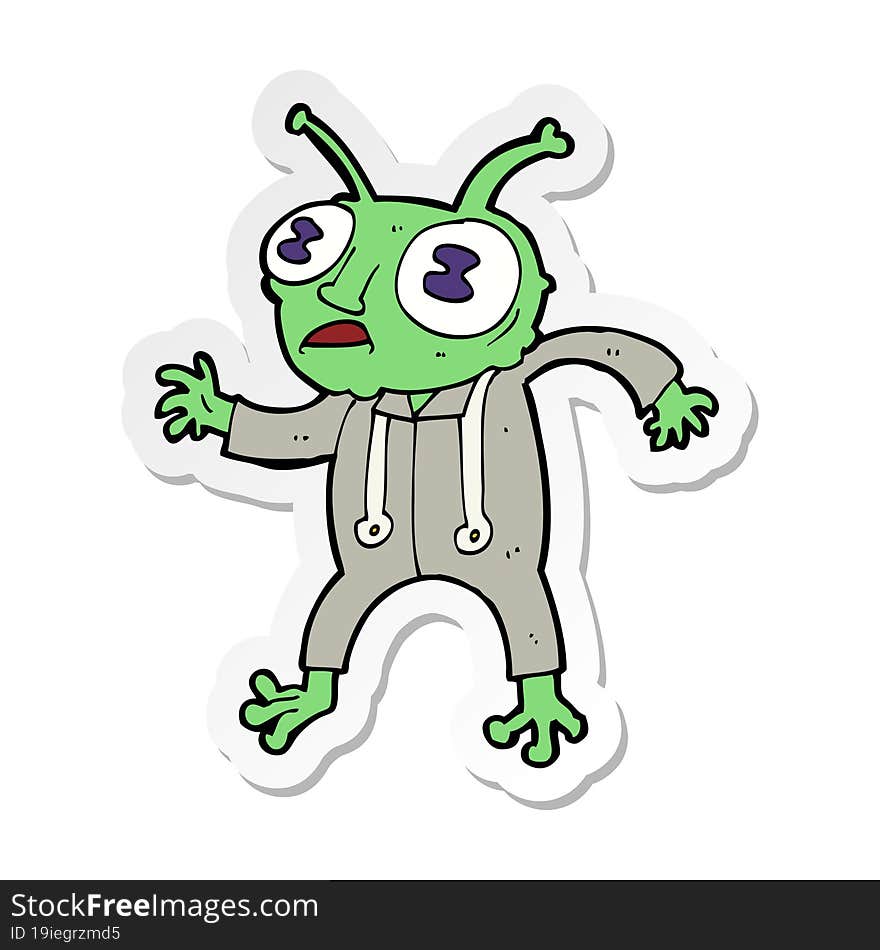 sticker of a cartoon alien spaceman